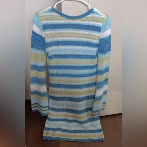 Striped long sleeve low back dress small